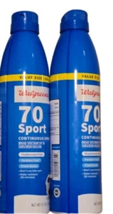 Walgreens Sport Sunscreen Spray SPF 70 Broad Spectrum 9.1 oz (2 Pack) Exp 1/26 - Picture 1 of 1