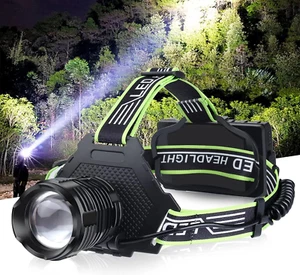 Rechargeable LED Headlamp, 100000 High Lumens Headlamp Super Bright with 5 Modes - Picture 1 of 12