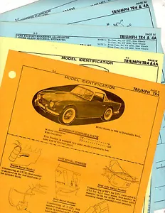 TRIUMPH TR4 TR 4 TR-4 PIEZAS DE CARROCERÍA LISTA MARCO RARO HOJAS DE CHOQUE ORIGINALES MF 13PGS - Imagen 1 de 1