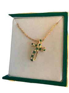 Rhinestone Cross Emerald & Diamond - Picture 1 of 4