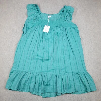 NWT LC Lauren Conrad Green Smocked Ruffle Sleeve Midi Dress M Medium Teal Party - Image 1 of 4