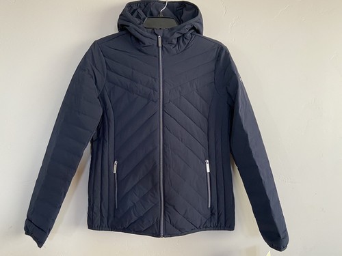 NUOVO Michael Kors donna imbottibile con cappuccio giacca con cappuccio blu scuro M