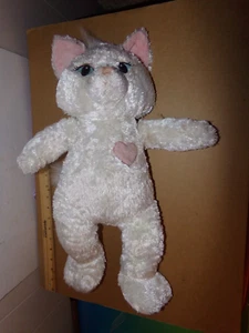 Build a Bear Workshop 18" White Kitty w/ Pink Inside Ears and Nose Fluffy Tail - Picture 1 of 3