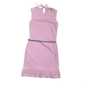 vintage 90s miu miu pink cotton dress eyelet lace belt 40 xs italy - Picture 1 of 8