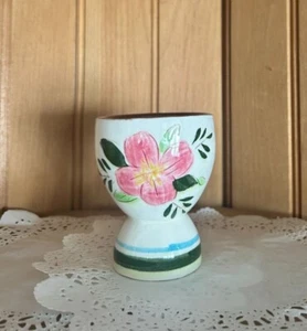 Vintage Stangl Country Garden Double Egg Cups Brown Body Carved Pink Floral - Picture 1 of 7