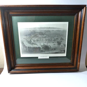 Venice Venise Italy Antique 19th c  Engraving Charles Lalaisse Framed Aerial POV - Picture 1 of 8