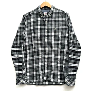 Lacoste Live Herren 42 Large schwer kariert kariert Flanell Button Down Hemd schwarz weiß - Bild 1 von 11