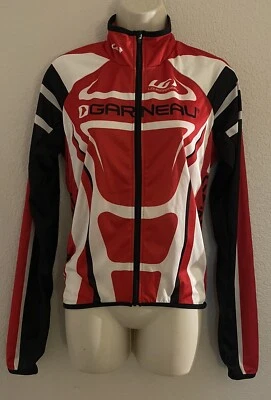 Louis Garneau Cycling Lightweight Jacket Black White Red Open Back Panel M - Image 1 of 4