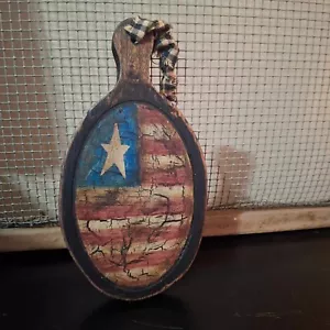 Primitive Crackle Wood Small Candle Board American Flag Home Americana Decor HP - Picture 1 of 3