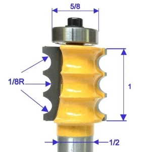 Vástago de 1/2" con rueda de 1/8". Broca de enrutador de triple cuentas S - Imagen 1 de 12