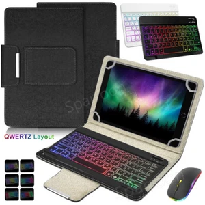 QWERTZ Beleuchtet Tastatur Für Samsung Galaxy Tab A9+ A8 A7 S9 FE S8 Hülle Maus - Bild 1 von 25