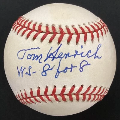 Tommy Henrich Signed Baseball GAB Yankees Autograph WS 8 for 8 Inscription JSA - Image 1 of 4