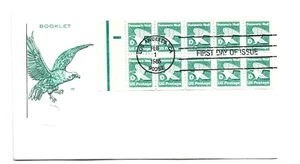 2113a 'D' (22c) Non Denominated Eagle booklet pane Farnam, HF, with tab FDC - Picture 1 of 1