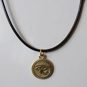 Egyptian Eye Of Horus Pendant Necklace Gift Double sided 15mm Diameter - Picture 1 of 6