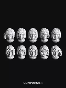 Sisters of Battle 06a Heads x10 - 28mm Scale Resin Bits by Manufaktura Minis - Picture 1 of 2