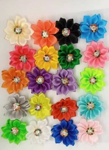 50 mini multicolor fabric Flower Craft rose Handmade sewing DIY applique rosette - Picture 1 of 11