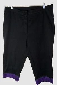 VENEZIA SIZE 22 BLACK & PURPLE BEADED HEMLINE CASUAL/DRESS PANTS STRETCH NWOT - Picture 1 of 8