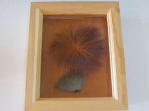 7" X 8 1/2" FRAMED MOOSE HAIR TUFTING ON BIRCH BARK, FLOWER - Picture 1 of 3