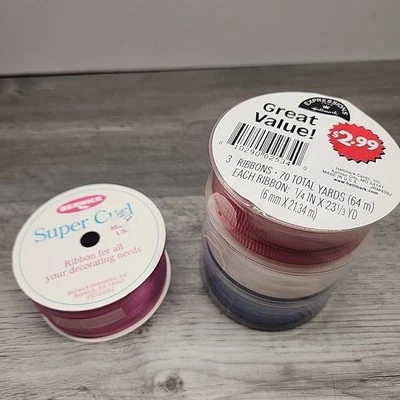 Cinta rizadora roja, blanca, azul y rosa intenso totalmente nueva en paquete Foto 1 de 4