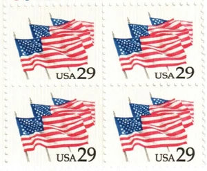 USA FLAGS--Block of 4 Collectible Stamps--FREE SHIPPING - Picture 1 of 1