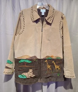 The Quacker Factory Safari Leather Jacket Women's XL Embroidered - Picture 1 of 6