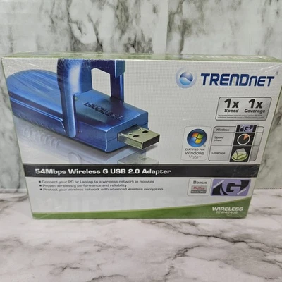 TRENDnet 54 Mbps Wireless G USB 2.0 Adapter TEW-424UB Sealed w/ Cable - Image 1 of 4