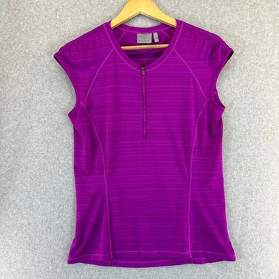 Athleta Pacifica Fuchsia розовый фиолетовый Rash Guard коротким рукавом Топ рубашка Sz большой - Изображение 1 из 4