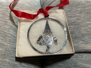 Vintage 1978 Handtuch Silber Teller Unieboek Wichtel 2,5" kreisförmiges Ornament - Bild 1 von 3