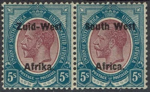 SÜDWESTAFRIKA 1923 KGV 5/- PAAR FASSUNG II - Bild 1 von 2