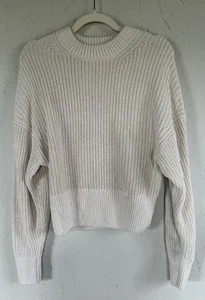 Everlane The Texture Cotton Crew Contrast Trim Sweater Knit Womens M - Picture 1 of 10
