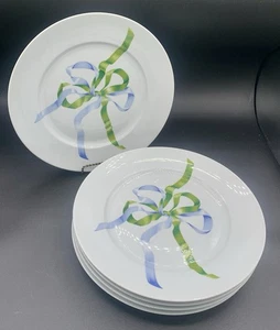 Porcelaine Jacques Coeur France Ribbon Set of 5 Dinner Plates Un Jardin En Plus - Picture 1 of 5