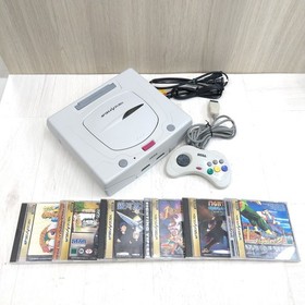 SEGA SATURN CONSOLE JAPAN WHITE Bundle with 6 Games 1 Controller HST-3220 Tested