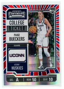 Boleto universitario Panini Contender 2025 rojo azul a rayas #1 PAIGE BUECKERS UConn NIL - Imagen 1 de 2