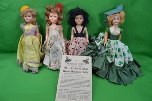 4 Vintage 1950s Storybook Dolls,Marcie?,Canasta,Green Clover,Yellow Dress,7" - Picture 1 of 5