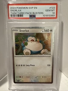 Snorlax 122 Sv: Scarlet & Violet Promo Card Holo Twilight Masque 3 Pack PSA 10 - Picture 1 of 2