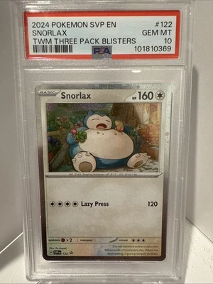 Snorlax 122 Sv: Scarlet & Violet Promo Card Holo Twilight Masque 3 Pack PSA 10 - Image 1 of 2