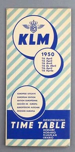 KLM TIMETABLE APRIL 1950 EUROPEAN EDITION SCHEDULE ROYAL DUTCH AIRLINES - Picture 1 of 3