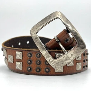 Genuine Leather Brown Tan Studded Belt - Size XL - Picture 1 of 10