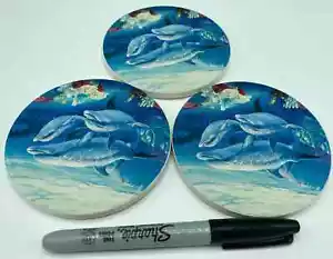 Nuevo ~ 3 MONTAÑAS RUSAS DE BEBIDAS ABSORBENTES ""COUNTER ART"" DELFÍN ~ envío gratuito - Imagen 1 de 1