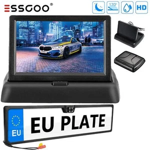 ESSGOO Auto Funk Kabellos Rückfahrkamera Nummernschild Mit 4.3" Klappbar Monitor - Bild 1 von 12