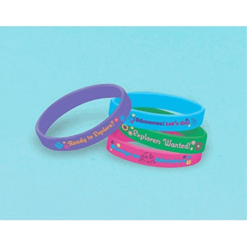 Pulseras Dora La Exploradora Pulseras de Goma 4ct Niñas Favor de Cumpleaños Foto 1 de 1