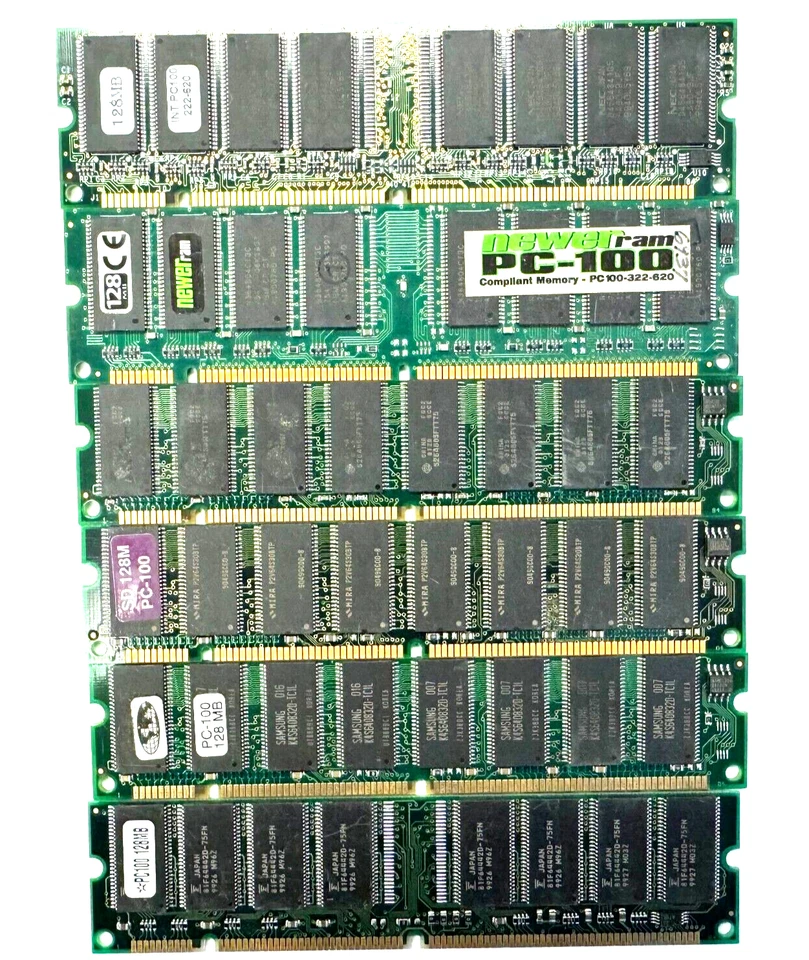 128MB PC100 168 pin SDRAM DIMM Non-ECC Unbuffered 3.3v SPD Desktop Memory RAM - Image 1 of 1
