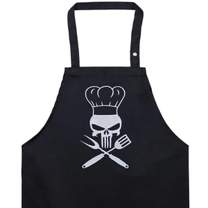 Totenkopf Schürze Grillschürze für Männer Skull Barbecue Kochschürze Grillfan - Picture 1 of 12