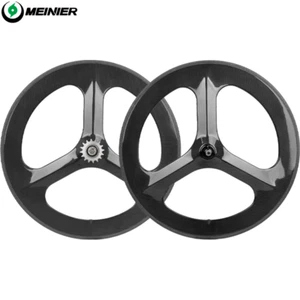 700c Laufradsatz TT Fahrrad 3-Speichen-Carbon Rader Carbon Track Bike Wheelset - Bild 1 von 28