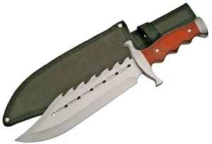 15" GATOR BACK Hunting Bowie Survival Knife Military Blade + Sheath - Picture 1 of 3