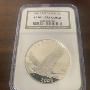 2008 P BALD EAGLE COMMEMORATIVE PROOF SILVER DOLLAR ~ NGC PF70 Ultra Cameo!!! - Picture 1 of 2