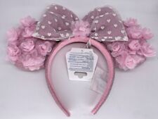 Disney Parks Hearts and Flowers Pink Rosettes Minnie Mouse Ears Headband 2023