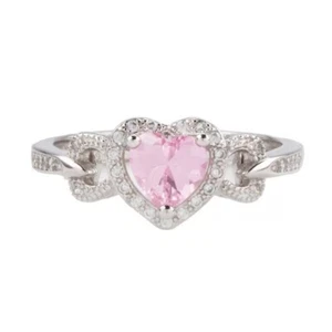 US Women Copper CZ Heart Ring Band Size 6-12 Engagement Wedding Chirstmas Gift - Picture 1 of 4
