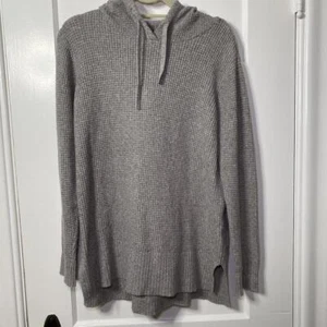 Sonoma Cozy Gray Waffle Knit Hoodie Womens Large Lagenlook Casual Loungewear - Picture 1 of 11