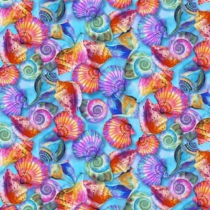 Fabric Seashells Rainbow Fabulous Flamingo Paintbrush Studio Cotton 1/4 yard 941 - Picture 1 of 3